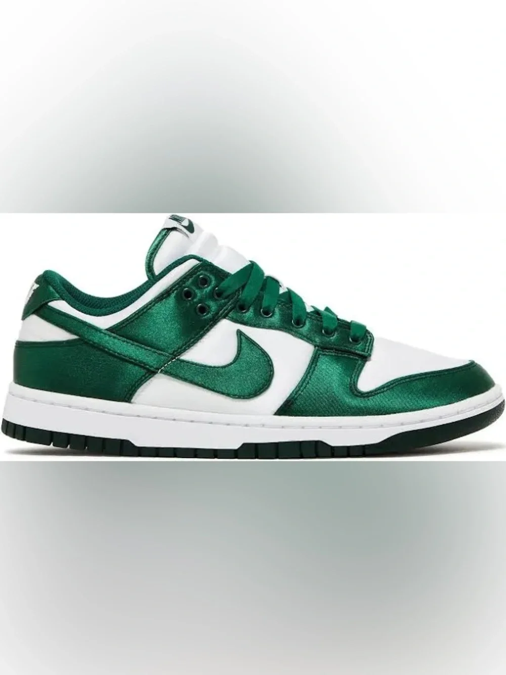 Nike Women's Dunk Low Satin Green, Size 6.